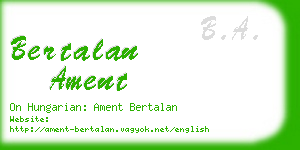 bertalan ament business card
